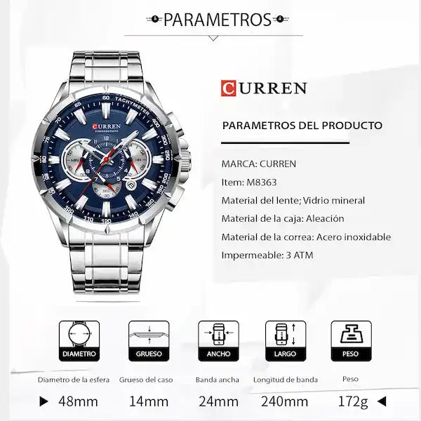 Reloj en Acero Curren 8363