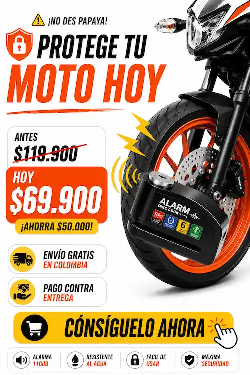 Candado Blindaje Total para Motos Antirrobo con Alarma 110dB