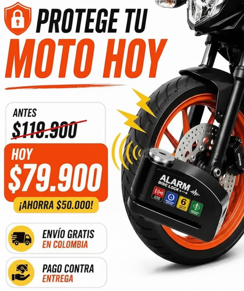 Candado Blindaje Total para Motos Antirrobo con Potente Alarma 110dB