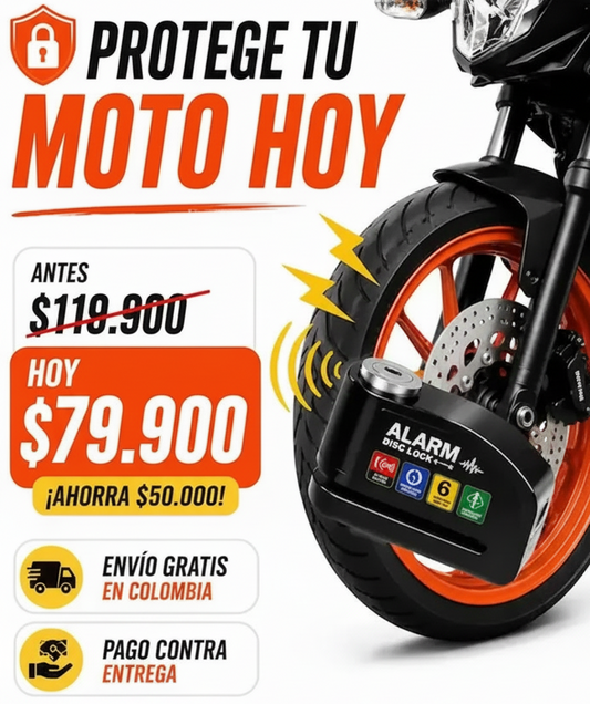 Candado Blindaje Total para Motos Antirrobo con Potente Alarma 110dB